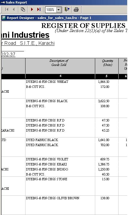 Sales Tax Report